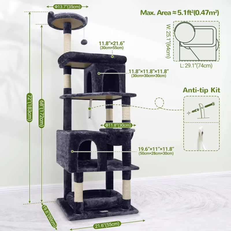 Heavy Duty Cat Tree for Large Cats,Sturdy Maine Cat Tree Suitable for Large Cats Heavy Duty Cat Tower,Suitable for Adult