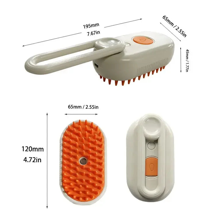 3-In-1 Dog and Cat Electric Brush Cleaning Steam Brush Spray Massage Comb Retractable Handle Pet Grooming Hair Removal Brush