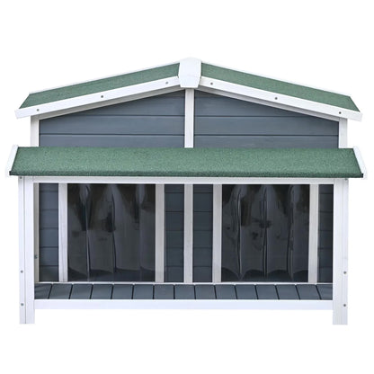 Dog House Outdoor, Outdoor & Indoor Dog Crate, Cabin Style, with Porch, 2 Doors