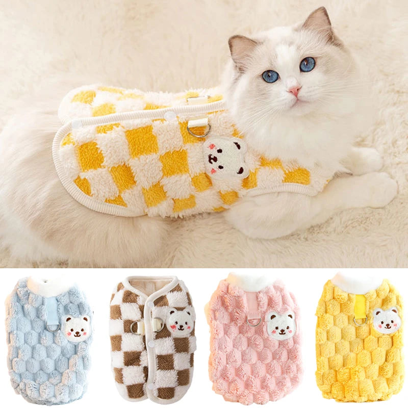 Winter Warm Hairless Cat Clothes for Cats Gotas Cute Pet Cardigan Sweater with Buckle Sphynx Kedi Vest Mascotas Costume Clothing