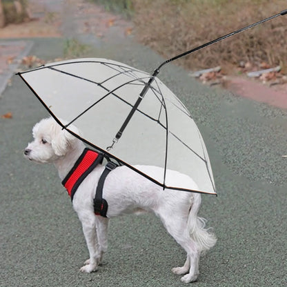 C Shape Handle Pet Dog Umbrella with Leash Transparent Umbrella Adjustable Angle Umbrella for Puppy Dogs Rain Snow Day