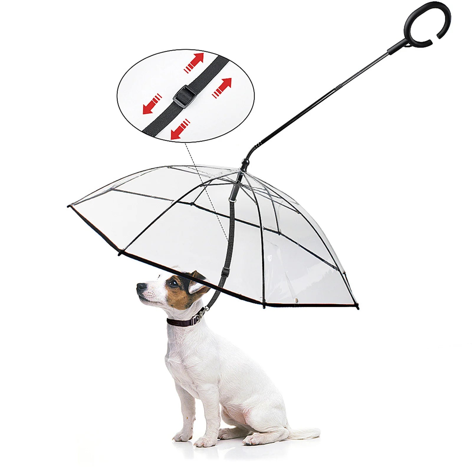 C Shape Handle Pet Dog Umbrella with Leash Transparent Umbrella Adjustable Angle Umbrella for Puppy Dogs Rain Snow Day